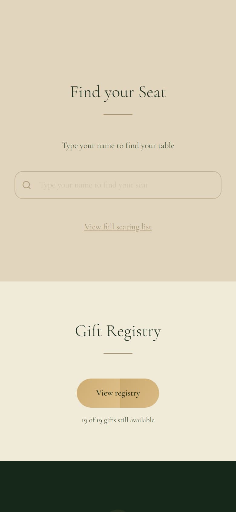 The seat finder on the example Ode wedding website