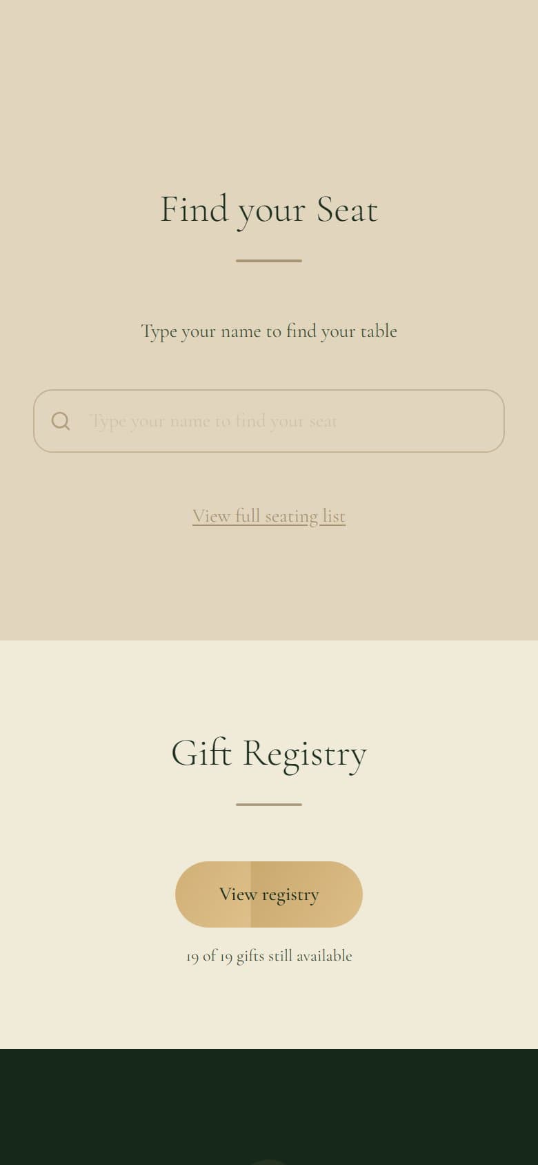 The seat finder on the example Ode wedding website
