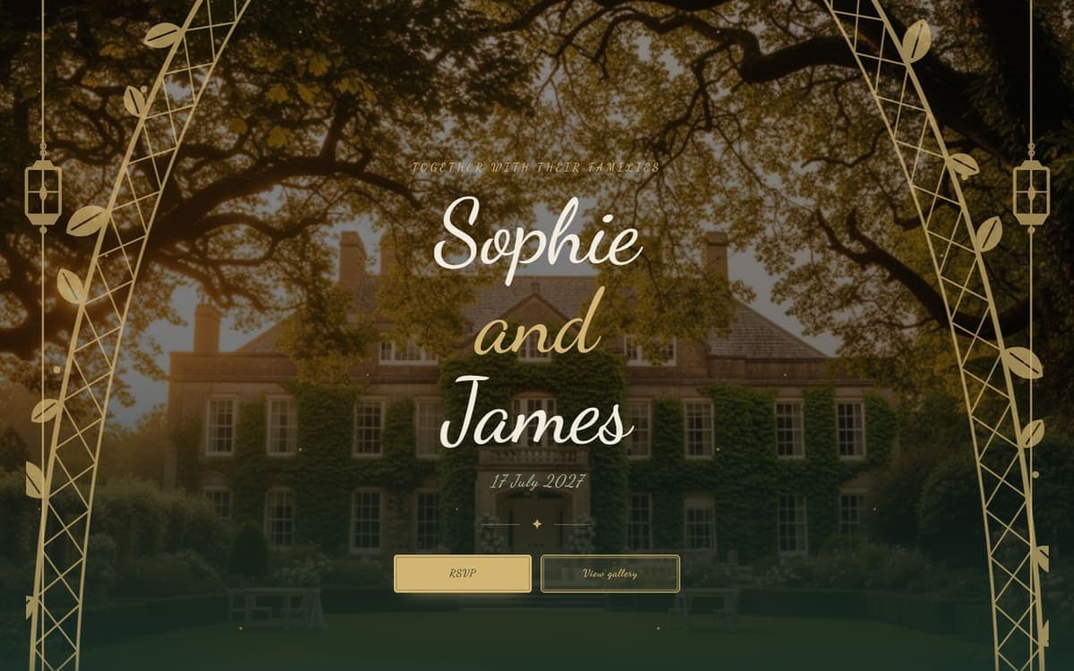 The Sophie and James example wedding in the Conservatory theme