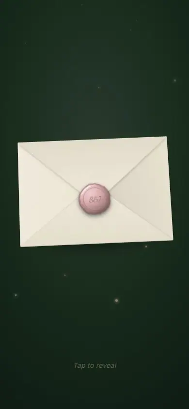 A sealed envelope with a wax seal opens, its card rises with the couple's names, and the wedding page appears
